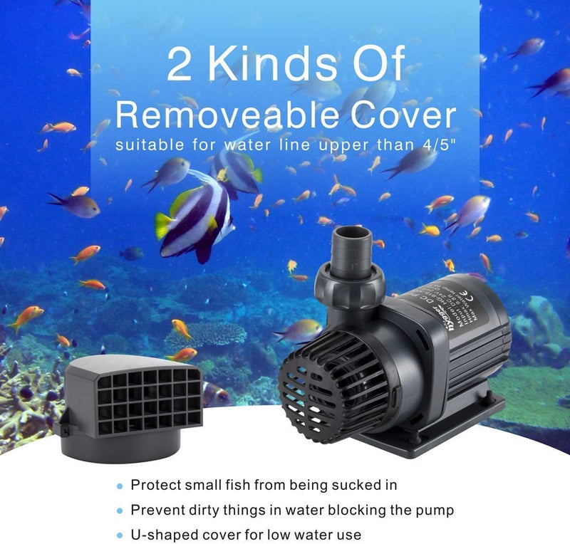 hygger 24V DC Water Pump Inline Submersible Saltwater Aquarium Pump with Controller Return Pump for Sump Tank 2650 GPH - Image 4